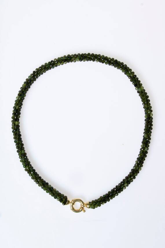 Sertifikalı El İşçiliği Örme Yeşim Gümüş Kapama Kolye (SK:127) - 6