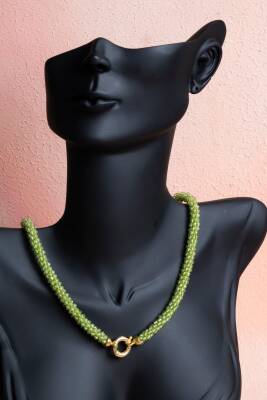 Sertifikalı El İşçiliği Örme Zebercet Gümüş Kapama Kolye (SK:098) - 2