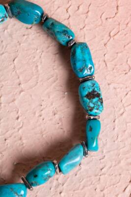 Sertifikalı Fieruze(Turkuaz) Gümüş Aparatlı Doğal Taş Bileklik (SK:028) - 3