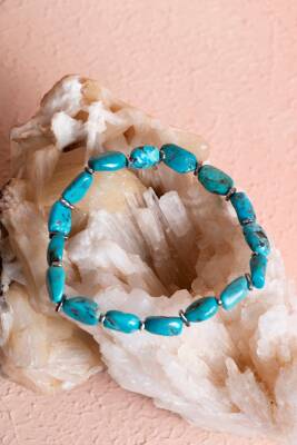 Sertifikalı Fieruze(Turkuaz) Gümüş Aparatlı Doğal Taş Bileklik (SK:028) - 4