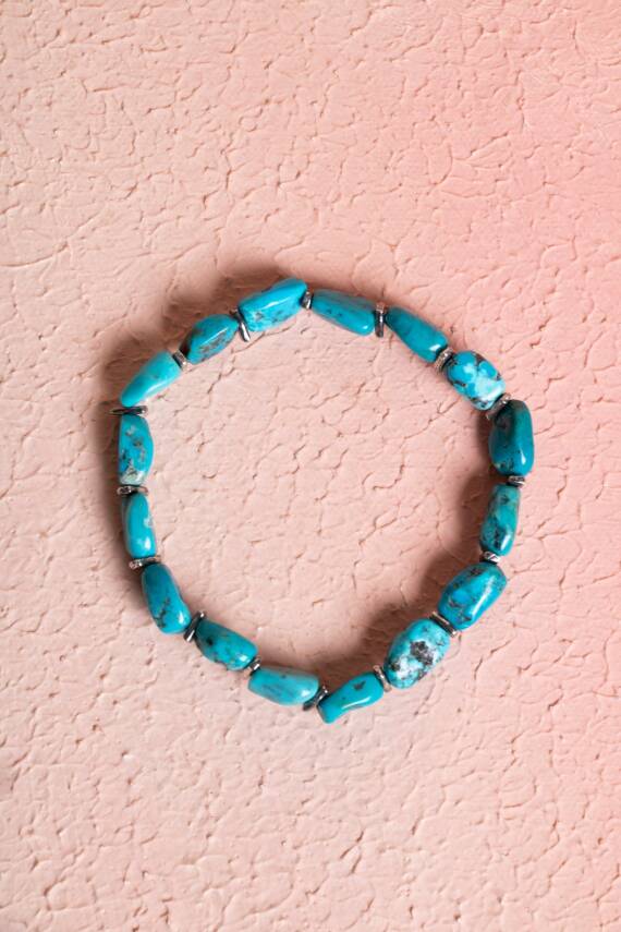 Sertifikalı Fieruze(Turkuaz) Gümüş Aparatlı Doğal Taş Bileklik (SK:028) - 5