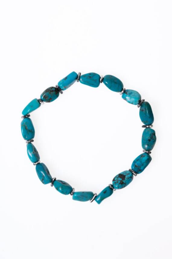 Sertifikalı Fieruze(Turkuaz) Gümüş Aparatlı Doğal Taş Bileklik (SK:028) - 6