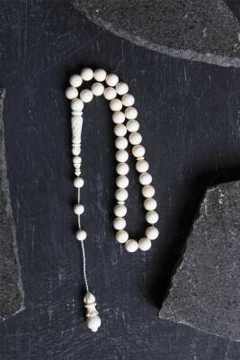 Sertifikalı Fil Dişi 33'lük 9 mm Doğal Taş Tesbih - Osmanlı Doğal Taş