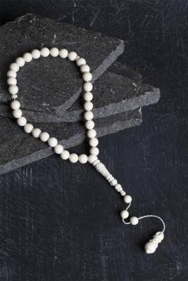 Sertifikalı Fil Dişi 33'lük 9 mm Doğal Taş Tesbih - 4