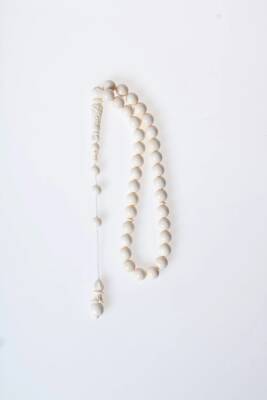 Sertifikalı Fil Dişi 33'lük 9 mm Doğal Taş Tesbih - 6