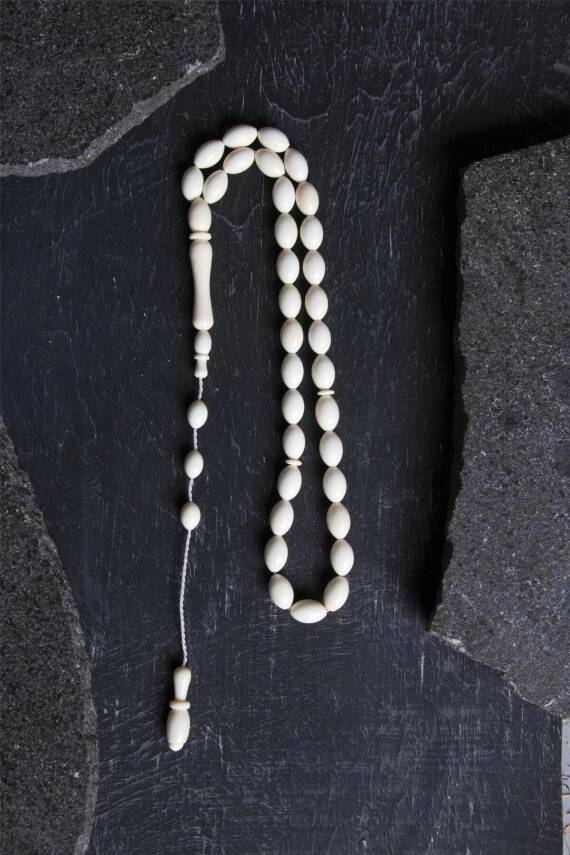 Sertifikalı Fil Dişi Arpa Kesim 33'lük Doğal Taş Tesbih - 1