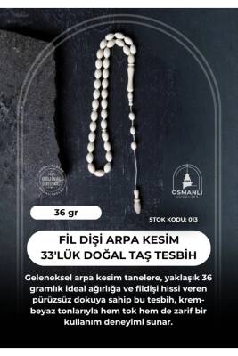 Sertifikalı Fil Dişi Arpa Kesim 33'lük Doğal Taş Tesbih - 2