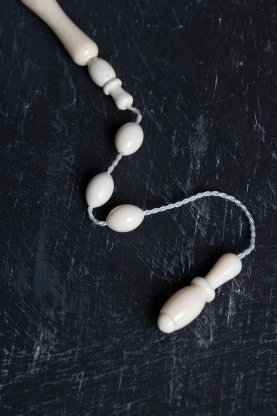 Sertifikalı Fil Dişi Arpa Kesim 33'lük Doğal Taş Tesbih - 3