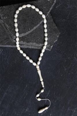 Sertifikalı Fil Dişi Arpa Kesim 33'lük Doğal Taş Tesbih - 4