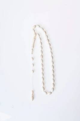 Sertifikalı Fil Dişi Arpa Kesim 33'lük Doğal Taş Tesbih - 6