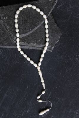 Sertifikalı Fil Dişi Arpa Kesim 33'lük Doğal Taş Tesbih - 2