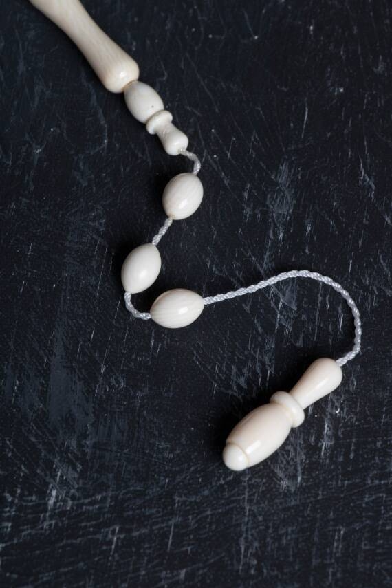 Sertifikalı Fil Dişi Arpa Kesim 33'lük Doğal Taş Tesbih - 3