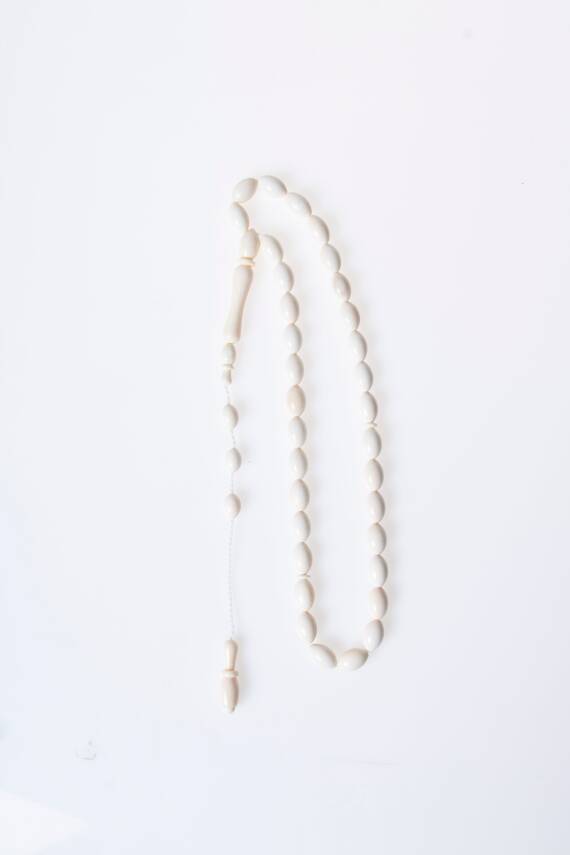 Sertifikalı Fil Dişi Arpa Kesim 33'lük Doğal Taş Tesbih - 5