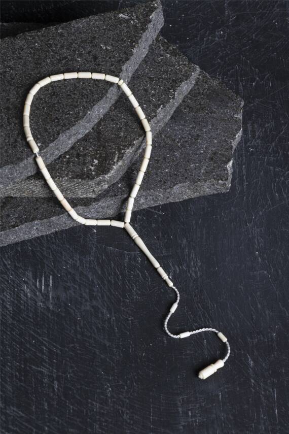 Sertifikalı Fil Dişi Boru Kesim 33'lük Doğal Taş Tesbih - 2