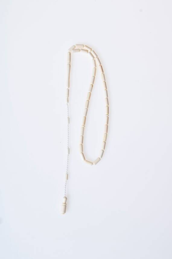 Sertifikalı Fil Dişi Boru Kesim 33'lük Doğal Taş Tesbih - 5