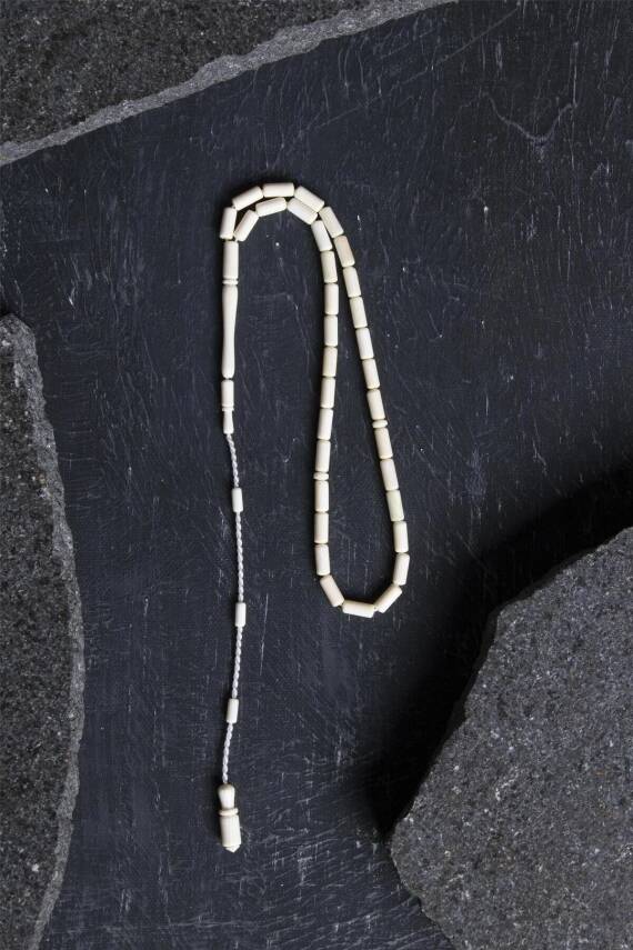 Sertifikalı Fil Dişi Boru Kesim 33'lük Doğal Taş Tesbih - 1