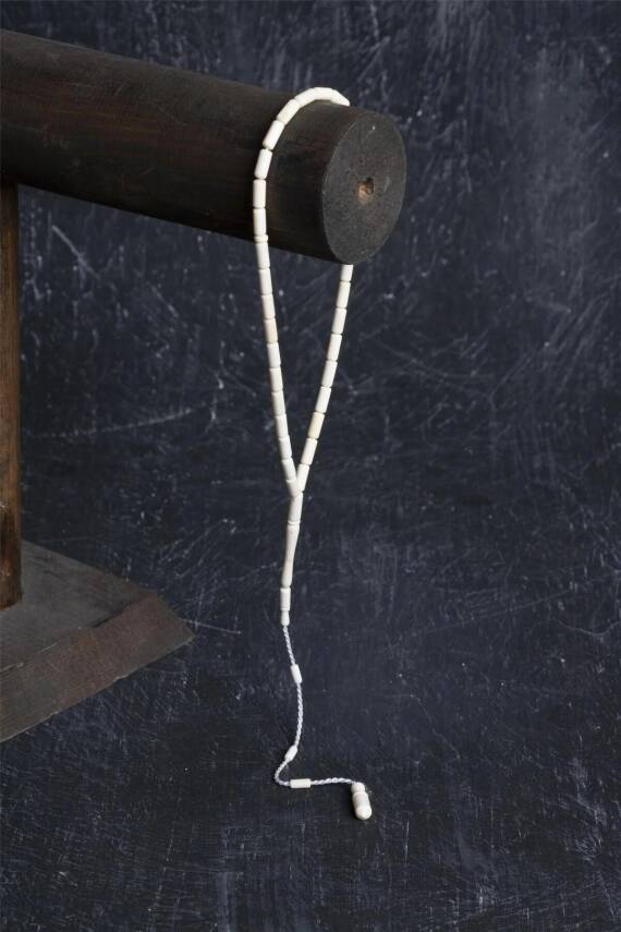 Sertifikalı Fil Dişi Boru Kesim 33'lük Doğal Taş Tesbih - 4