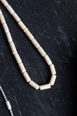 Sertifikalı Fil Dişi Boru Kesim 33'lük Doğal Taş Tesbih - 5