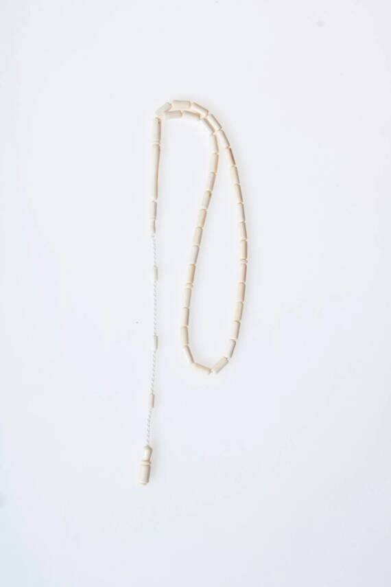 Sertifikalı Fil Dişi Boru Kesim 33'lük Doğal Taş Tesbih - 6