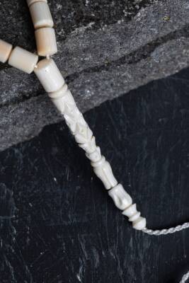 Sertifikalı Fil Dişi Boru Kesim 33'lük Doğal Taş Tesbih - 3