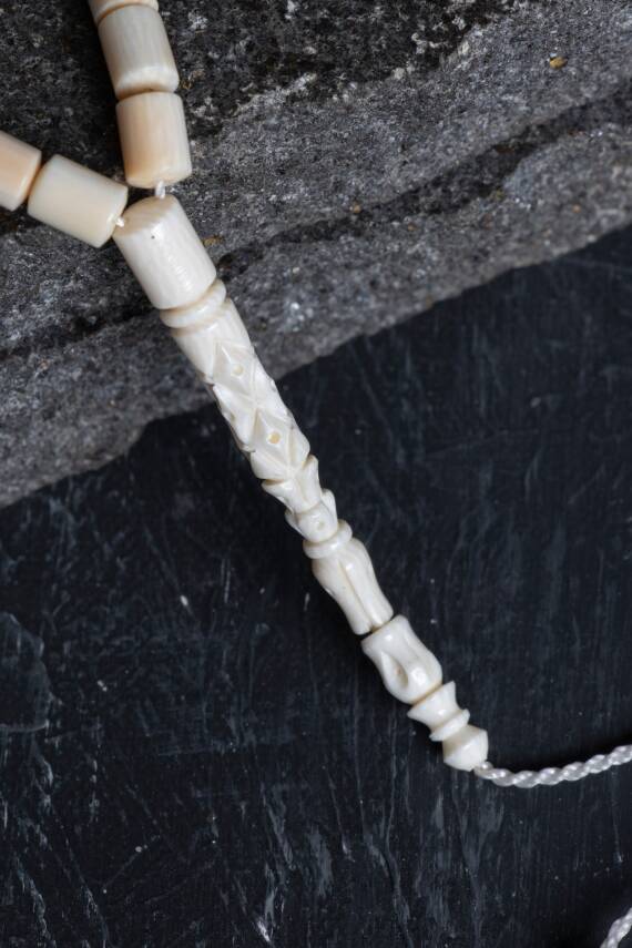 Sertifikalı Fil Dişi Boru Kesim 33'lük Doğal Taş Tesbih - 3