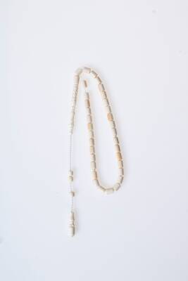 Sertifikalı Fil Dişi Boru Kesim 33'lük Doğal Taş Tesbih - 5