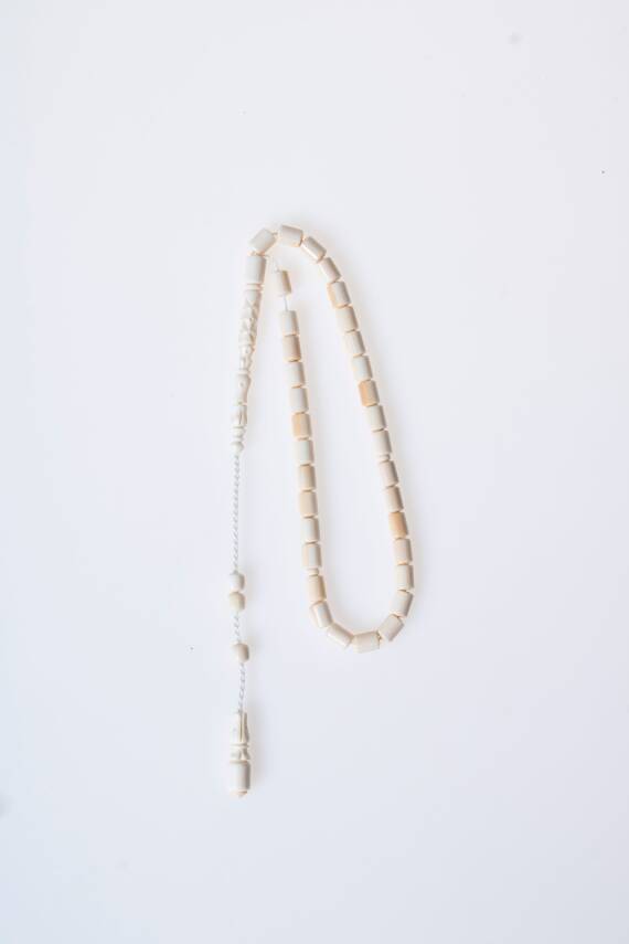 Sertifikalı Fil Dişi Boru Kesim 33'lük Doğal Taş Tesbih - 5