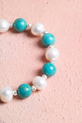 Sertifikalı Firuze (Turkuaz), Ay Taşı Gümüş Aparatlı Doğal Taş Bileklik(SK:038) - 5