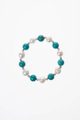 Sertifikalı Firuze (Turkuaz), Ay Taşı Gümüş Aparatlı Doğal Taş Bileklik(SK:038) - 6