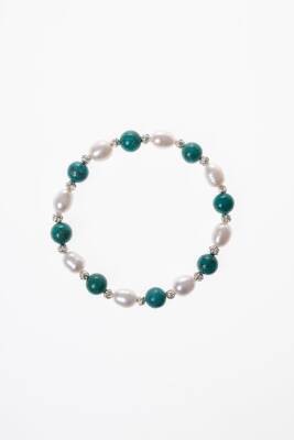 Sertifikalı Firuze (Turkuaz), İnci Gümüş Aparatlı Doğal Taş Bileklik(SK:046) - 6