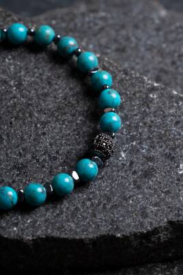 Sertifikalı Firuze (Turkuaz)Doğal Taş bileklik 6MM 037 - 3