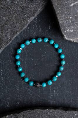 Sertifikalı Firuze (Turkuaz)Doğal Taş bileklik 6MM 037 - 5