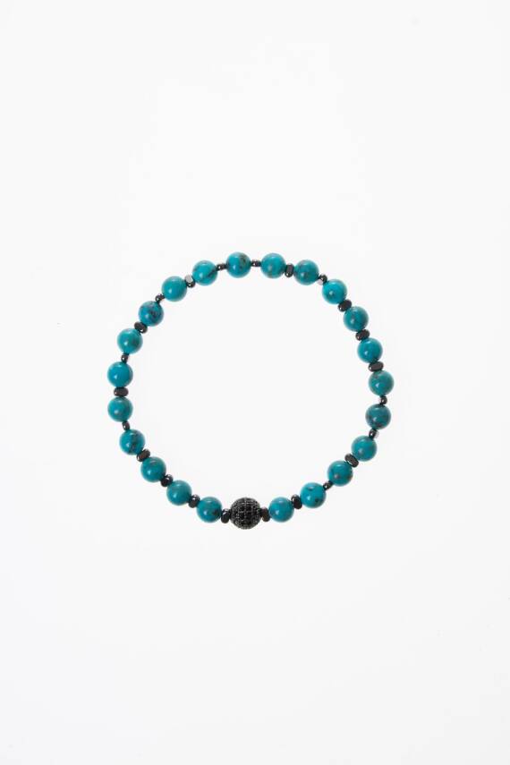 Sertifikalı Firuze (Turkuaz)Doğal Taş bileklik 6MM 037 - 6