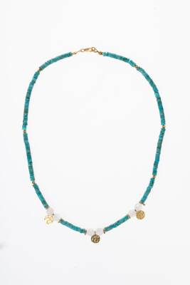 Sertifikalı Firuze(Turkuaz) , Ay Taşı Gümüş Aparatlı Doğal Taş Kolye (SK:034) - 6