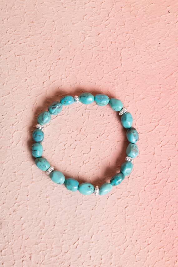 Sertifikalı Firuze(Turkuaz) Gümüş Aparatlı Doğal Taş Bileklik (SK:032) - 1