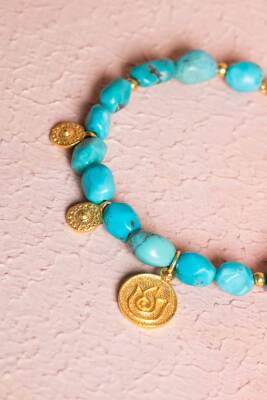 Sertifikalı Firuze(Turkuaz) Lale Gümüş Aparatlı Doğal Taş Bileklik (SK:030) - 3