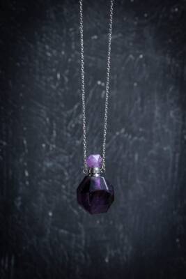 Sertifikalı Florit Doğal Taş Esans Şişesi Kolye - Osmanlı Doğal Taş