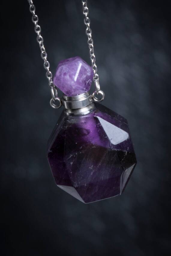 Sertifikalı Florit Doğal Taş Esans Şişesi Kolye - 3