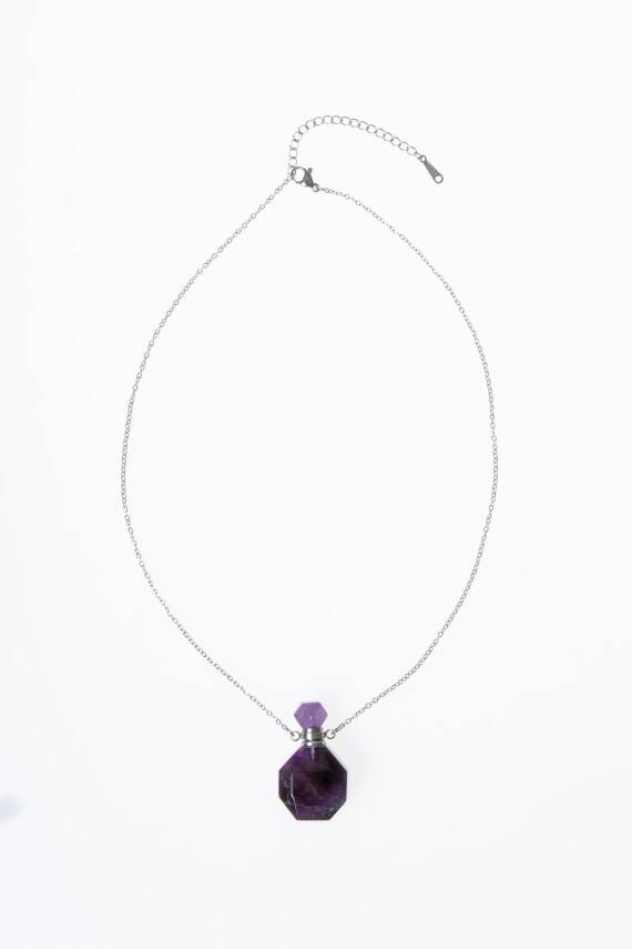 Sertifikalı Florit Doğal Taş Esans Şişesi Kolye - 6