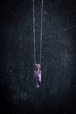 Sertifikalı Florit Doğal Taş Esans Şişesi Kolye - Osmanlı Doğal Taş