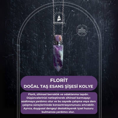 Sertifikalı Florit Doğal Taş Esans Şişesi Kolye - 2
