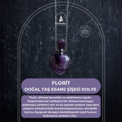 Sertifikalı Florit Doğal Taş Esans Şişesi Kolye - 2