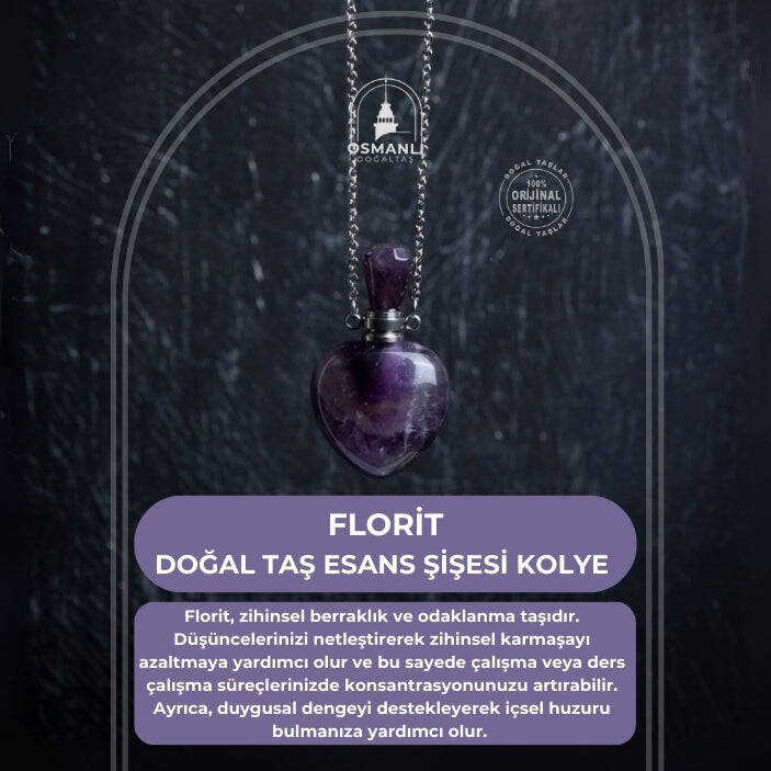 Sertifikalı Florit Doğal Taş Esans Şişesi Kolye - 2