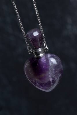 Sertifikalı Florit Doğal Taş Esans Şişesi Kolye - 3