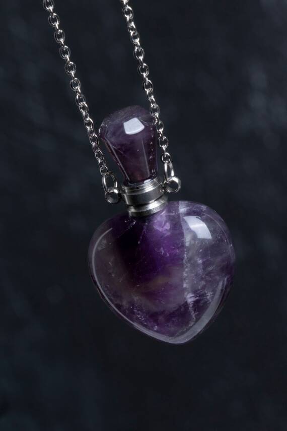 Sertifikalı Florit Doğal Taş Esans Şişesi Kolye - 3