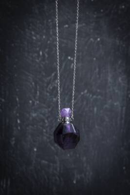 Sertifikalı Florit Doğal Taş Esans Şişesi Kolye - Osmanlı Doğal Taş