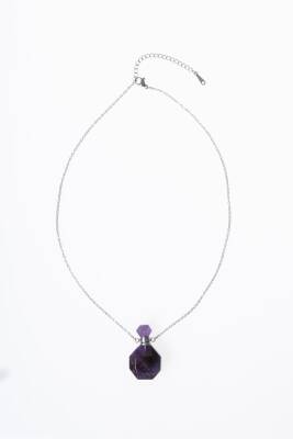 Sertifikalı Florit Doğal Taş Esans Şişesi Kolye - 2