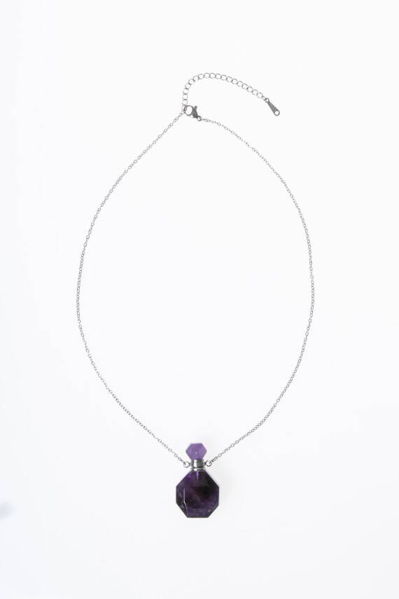 Sertifikalı Florit Doğal Taş Esans Şişesi Kolye - 2