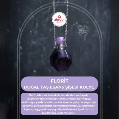 Sertifikalı Florit Doğal Taş Esans Şişesi Kolye - 1