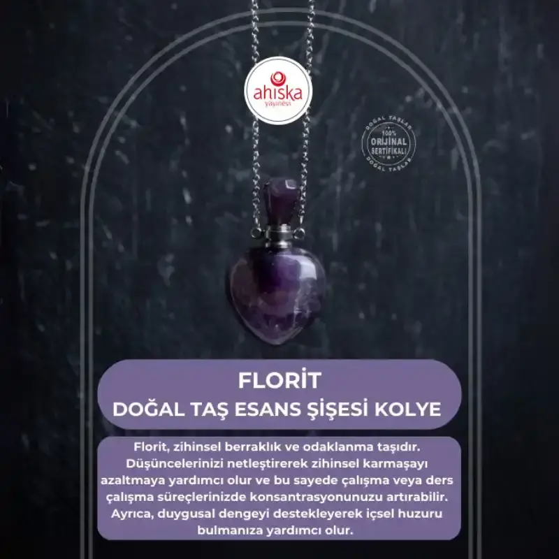 Sertifikalı Florit Doğal Taş Esans Şişesi Kolye - 1